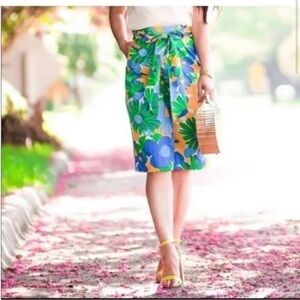 J. Crew Floral Pencil Skirt in Blue and Green